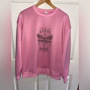 Gypsy Soul Pink Sweatshirt with Dragonfly NWOT